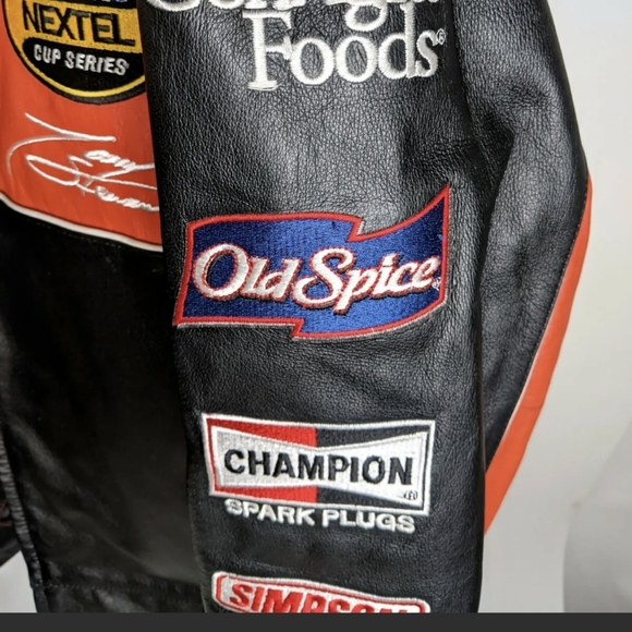 NASCAR Leather Jacket Mens M Tony Stewart Nextel Home Depot 2005 Patches Pocket - Picture 6 of 15